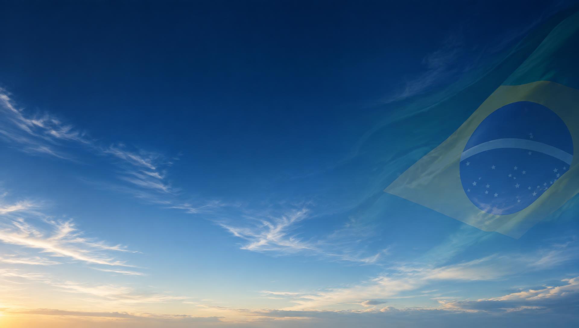 Blue sky with a subtle Brazilian flag